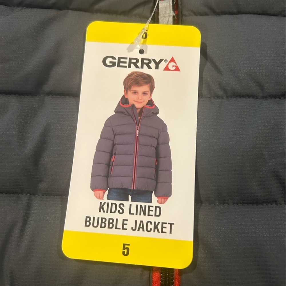 NWT Gerry Kids Grey Lined Puffer Bubble Jacket Sz. 5 - Picture 4 of 6